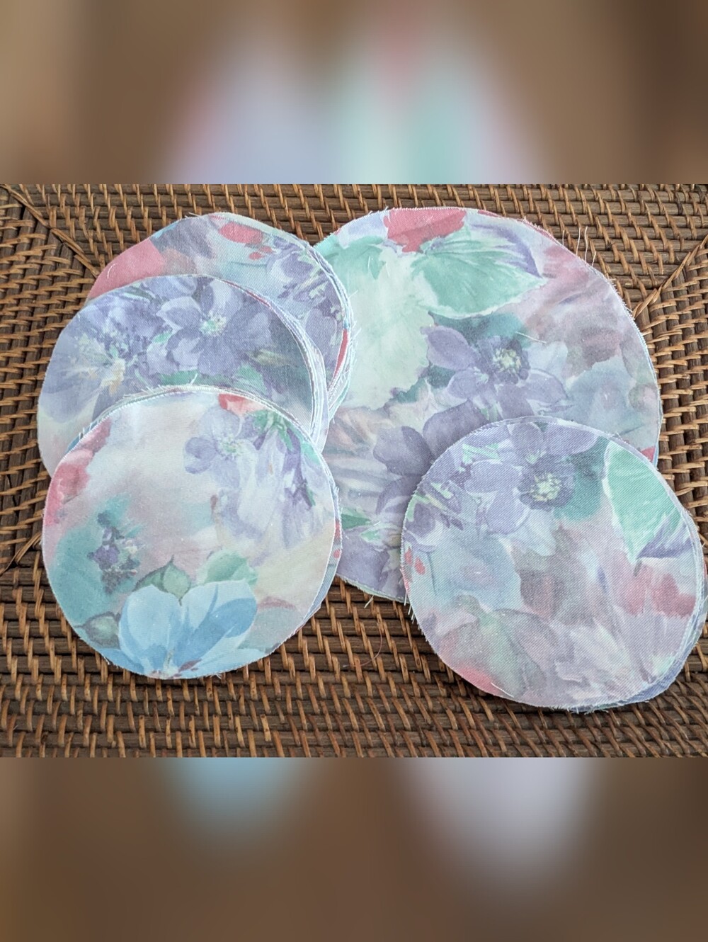 Pack of Pre-Cut Circles of Floral Fabric for Quilting/Crafts
